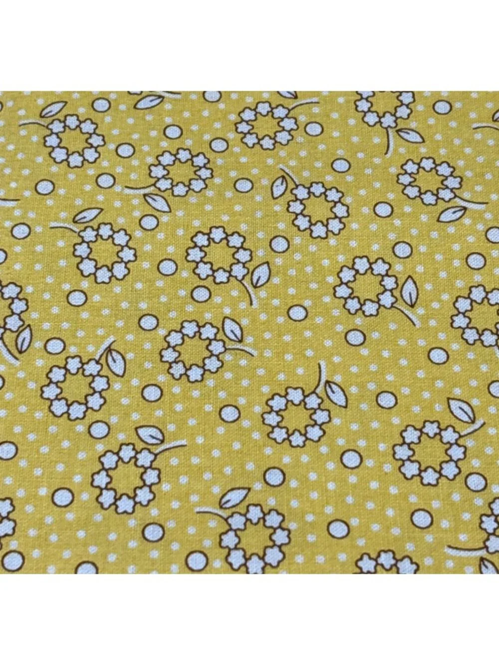 Yellow Floral Cotton Fat Quarter Fabric 18x22
